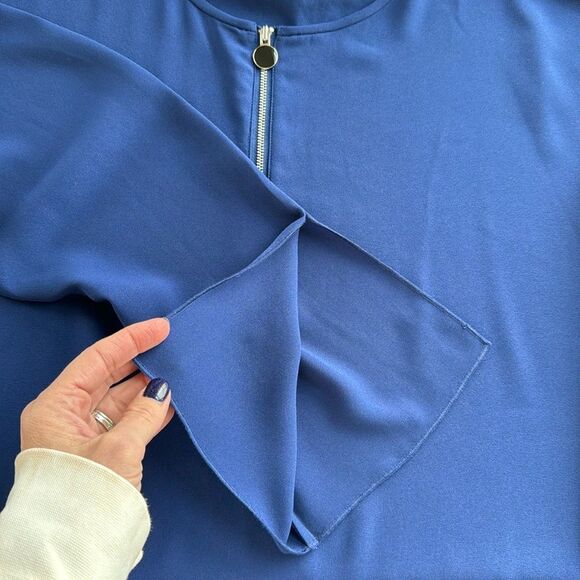 Wilfred‎ Aritzia Women’s L / XL Rebais Deep Blue Blouse Oversized Split Sleeves - Picture 6 of 13